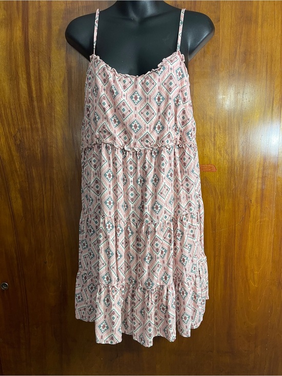Rock & Roll Denim Dresses & Skirts - Rock & Roll Denim Western Aztec Geometric Tiered Sundress Pink Green Size L